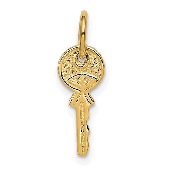 14k Yellow Gold Small Key Charm or Pendant, 6mm